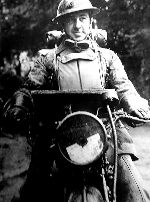 Photo of a member of the C Pro C on Motorcycle patrol-Korea early fifties.