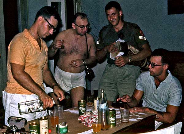 Photo of C Pro C members relaxing in their Rest Area in the Congo 1964.