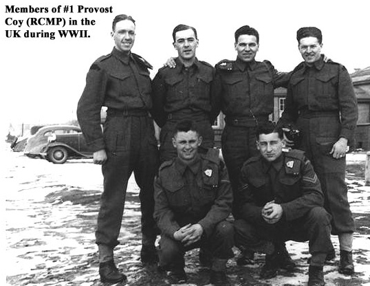 Members of No.1 Provost Company (RCMP) on deployment somewhere in the UK during WWII..