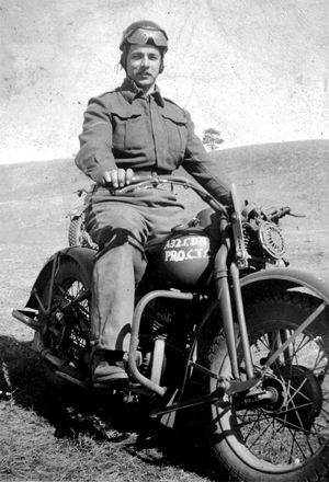 Photo-1 of Provost on Motorcycle training during WWII at CTC Camp Borden - 1943 -45.