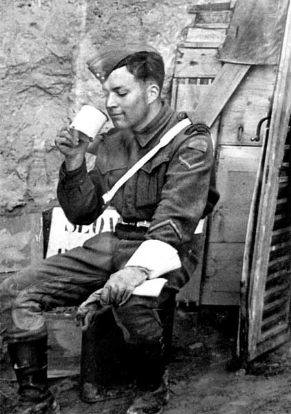 Photo=01 of LCpl David Johnson in Ortona, Italy, during WWII.