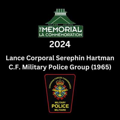 Canadian Police Asociation Memorial - LCpl S. Hartman.